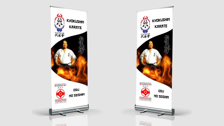 két darabb roll up, amin karates kép van, diákolimpiára készült